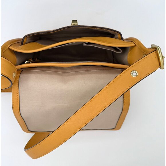 Coach Turnlock Glovetanned Courier Crossbody Mustard Buttercup Tassel Bag NWOT - Picture 7 of 14